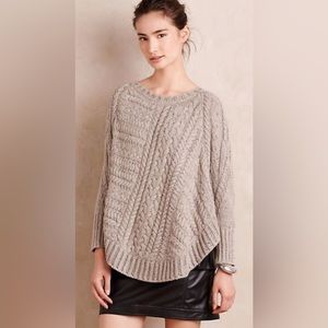 Anthropologie Angel of the North Curved Cables Poncho Sweater